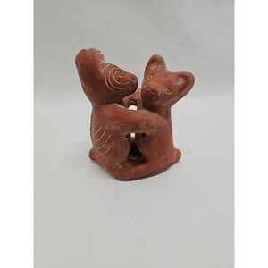 Vintage Terracotta Mayan Colima Dancing Dogs Figurine Folk Art Clay Sculpture